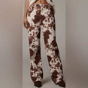 Reformation Val 90s Mid-Rise Straight Jeans, Cowhide Print, sz 23